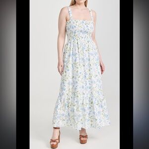 Hill House Home Floral Smocked Anjuli Nap Maxi Dress White Size XS NWOT